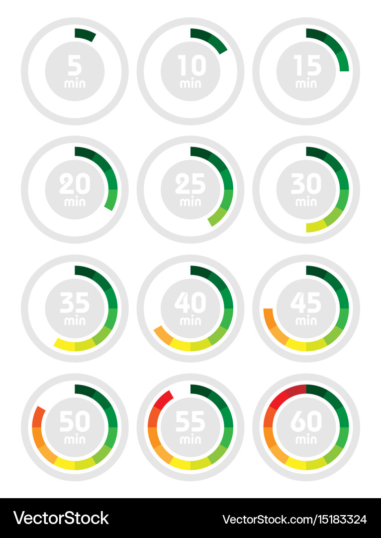 Set of timers sign icon full rotation arrow timer vector image
