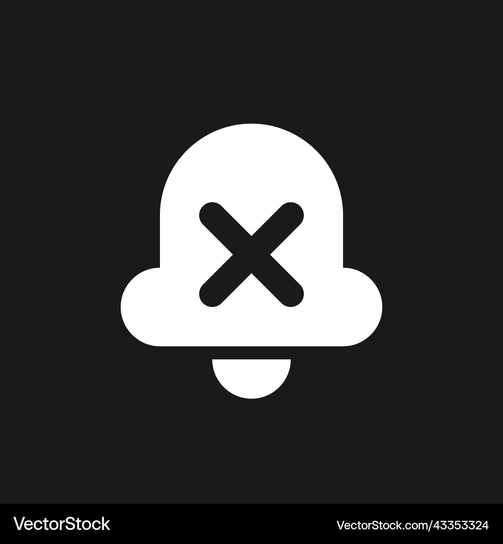 Silent notifications dark mode glyph ui icon Silent notifications dark mode glyph ui icon vector image
