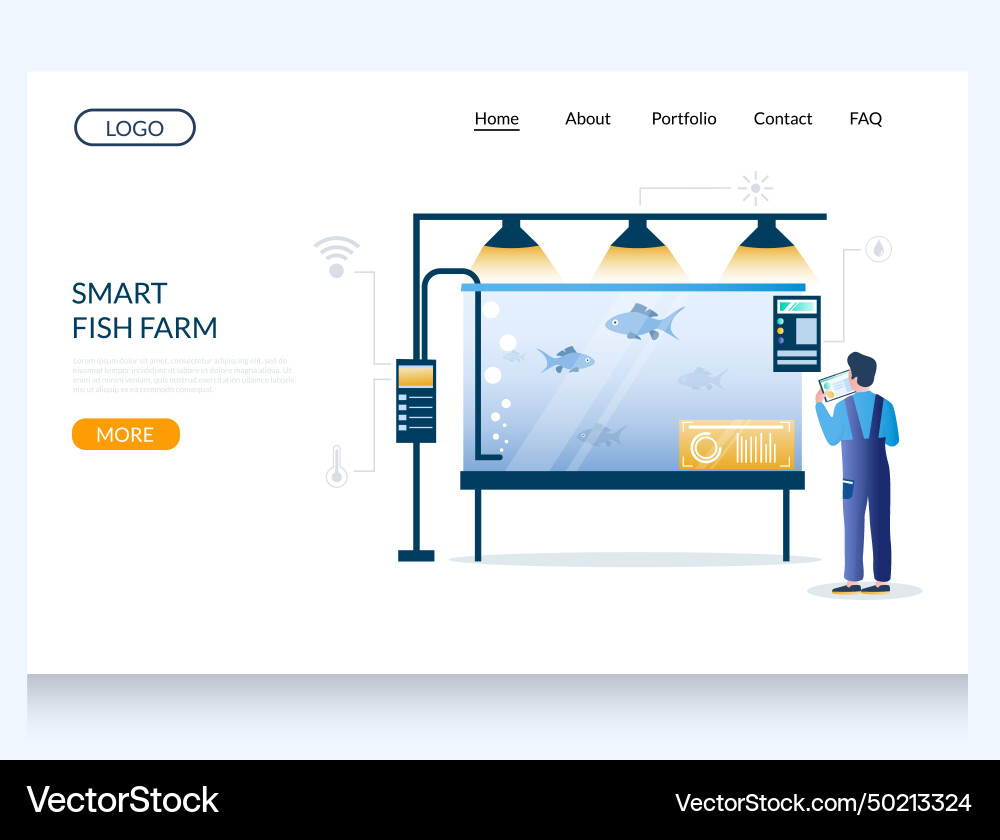 Smart Fish Farm Website Landing Page Design Smart Fish Farm Website Landing Page Design vektorbild