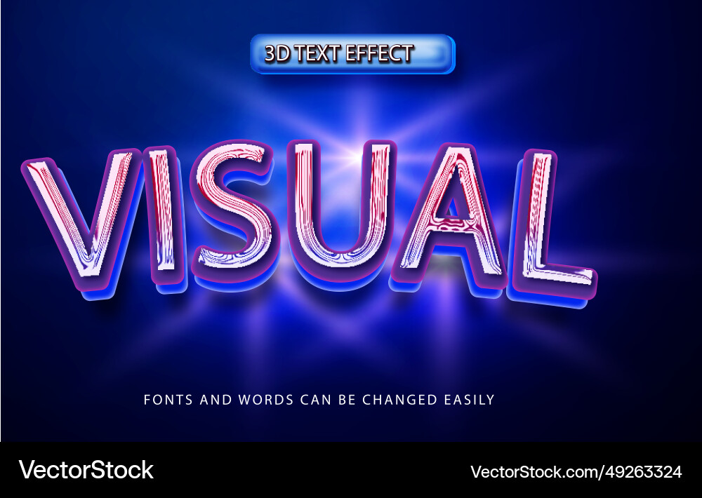 Visual shiny gaming 3d editable text effect vector image