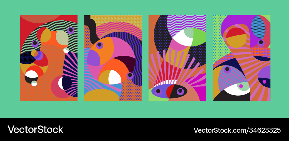 Abstract colorful geometric and curvy pattern Vector Image