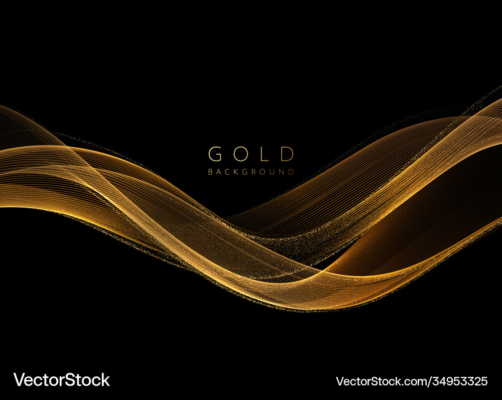 Abstract shiny golden wavy design element flow Abstract shiny golden wavy design element flow vector image