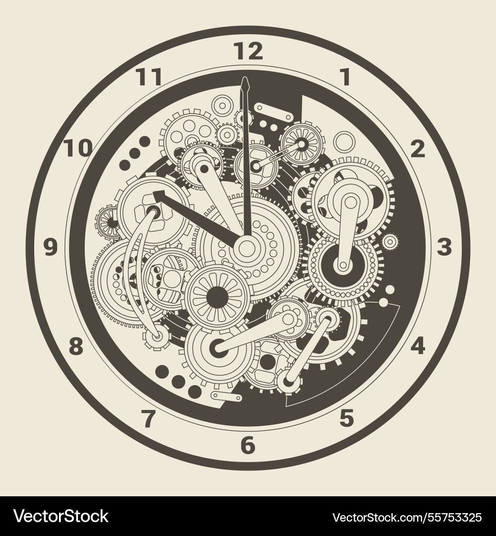 An intricate clockwork design that features An intricate clockwork design that features vector image