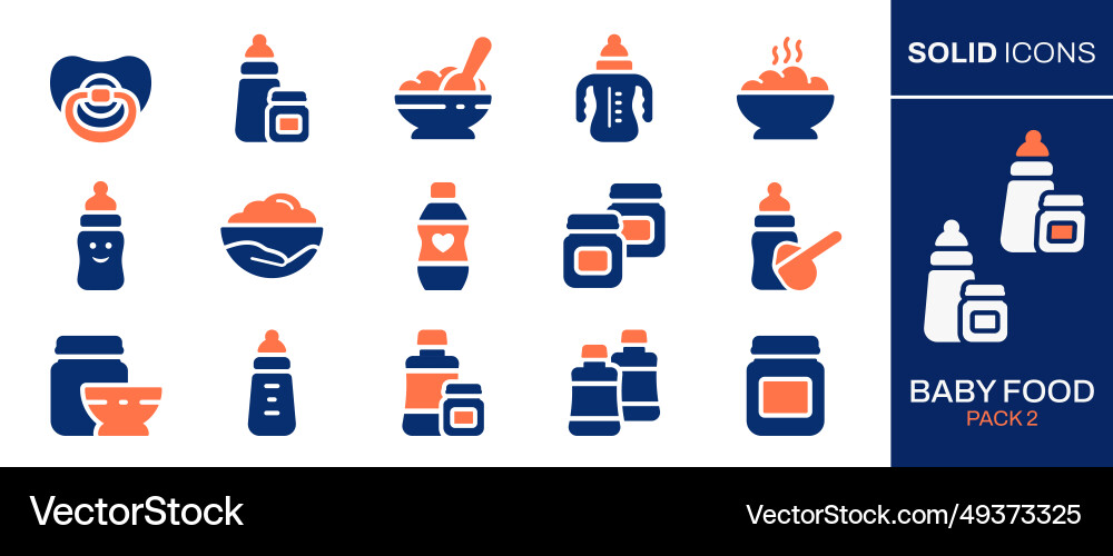 Baby food icon set collection of bottle spoon Baby food icon set collection of bottle spoon vector image