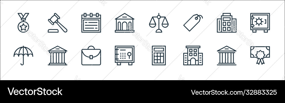 Banking and finance line icons linear set quality Banking and finance line icons linear set quality vector image