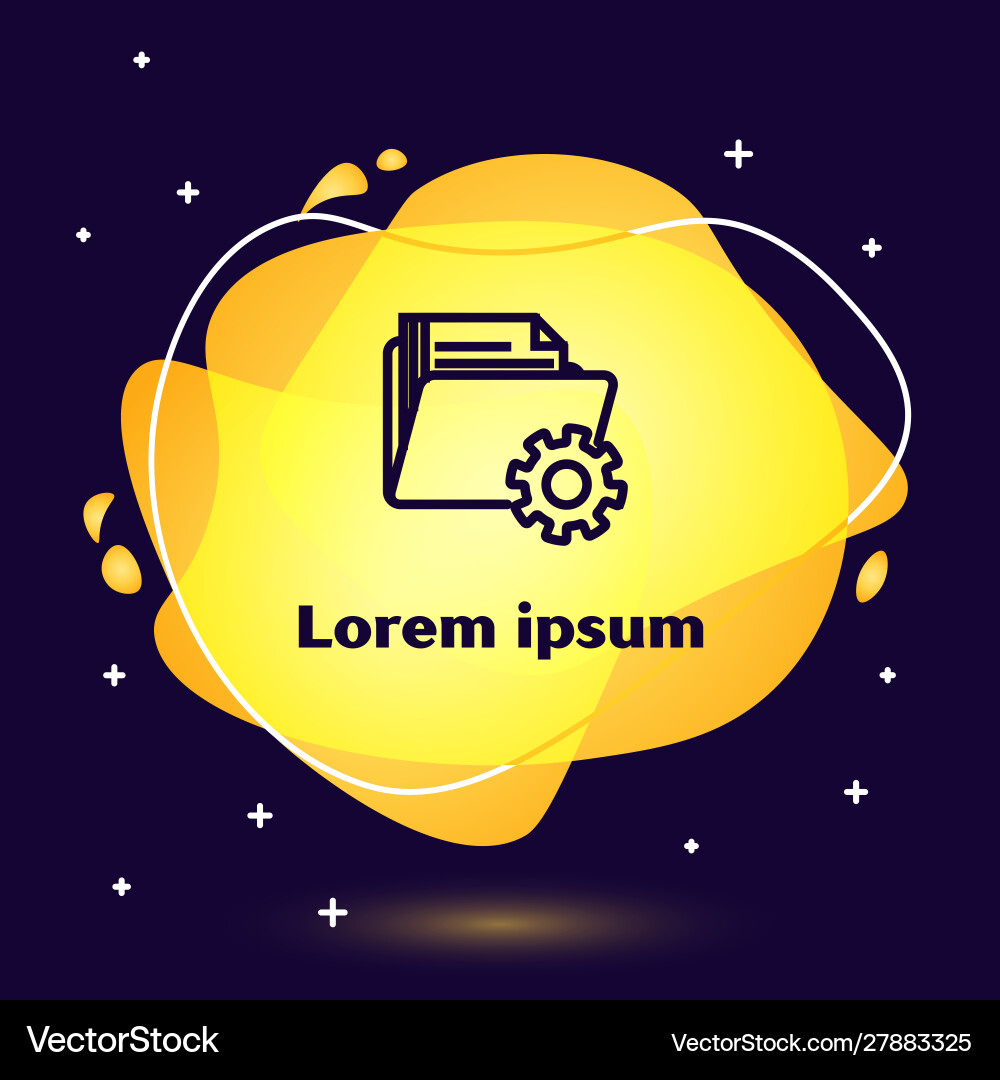 Black line folder settings with gears icon Black line folder settings with gears icon vector image