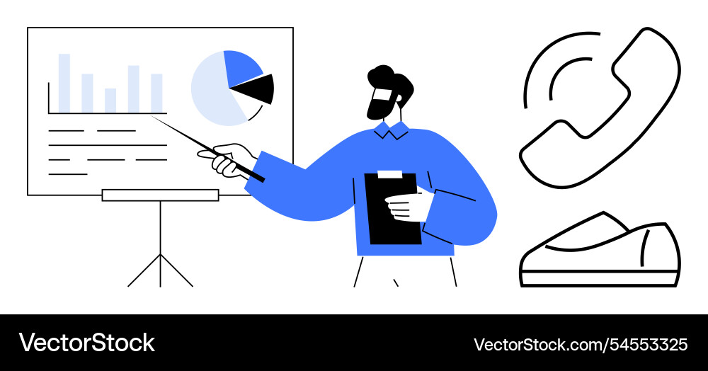 Business professional presenting data with graphs Vector Image