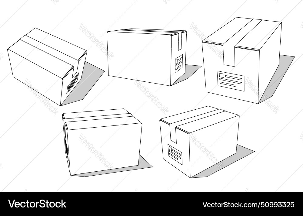 Cardboard boxes set for delivery and storage Vector Image