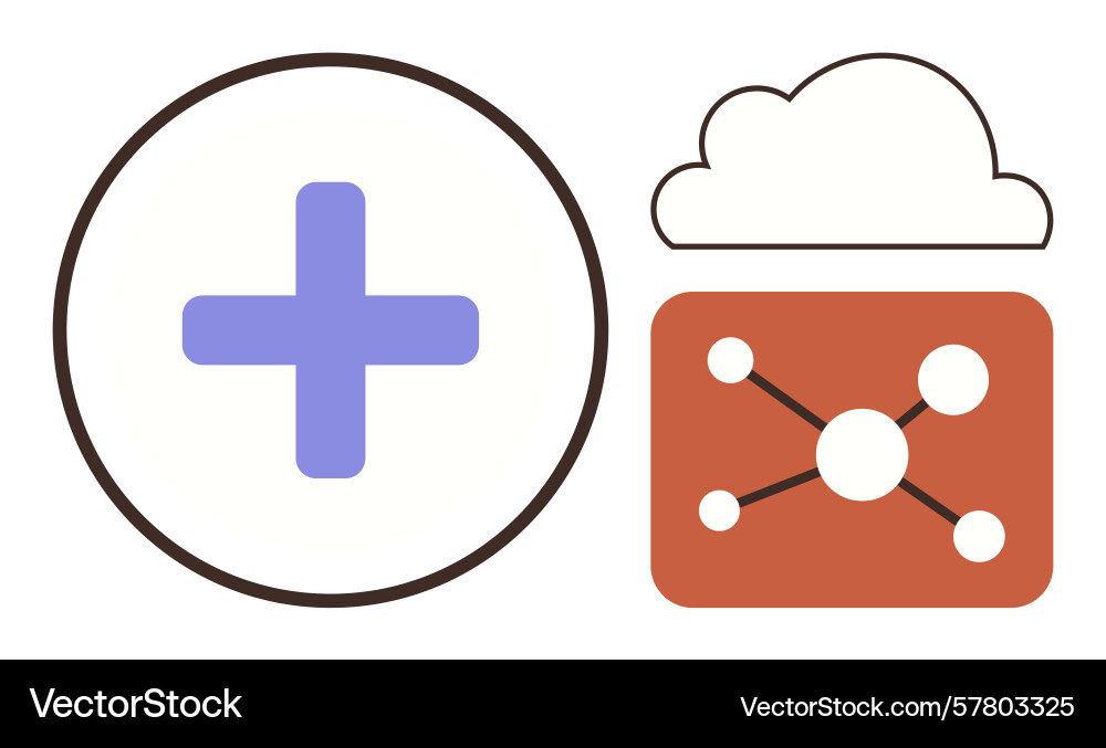 Cloud technology plus sign with network connection Cloud technology plus sign with network connection vector image