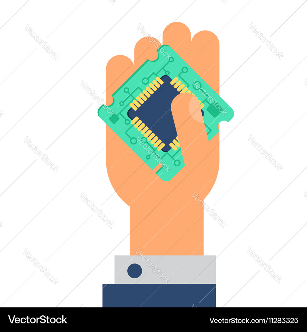 Computer processor chip vector image