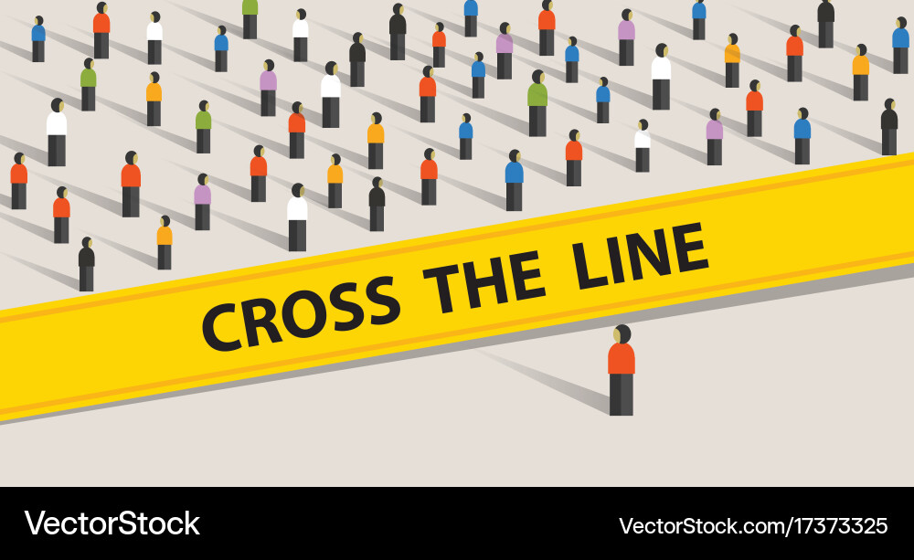 Cross the line limit of social control group Vector Image