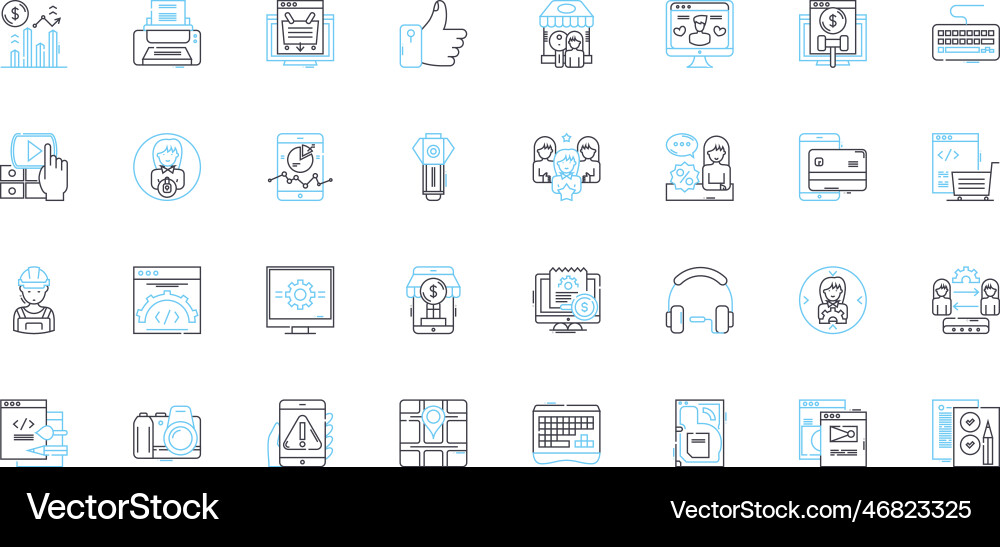 Email management linear icons set inbox unread Email management linear icons set inbox unread vector image