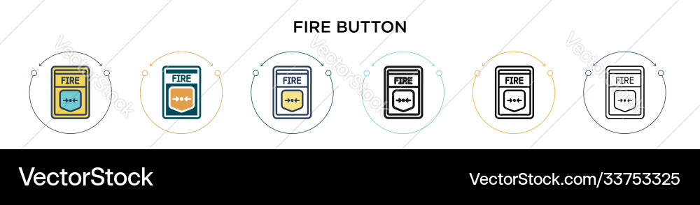 Fire button icon in filled thin line outline vector image