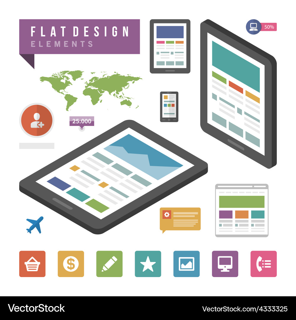 Flat ector infographic design elements concept Vector Image