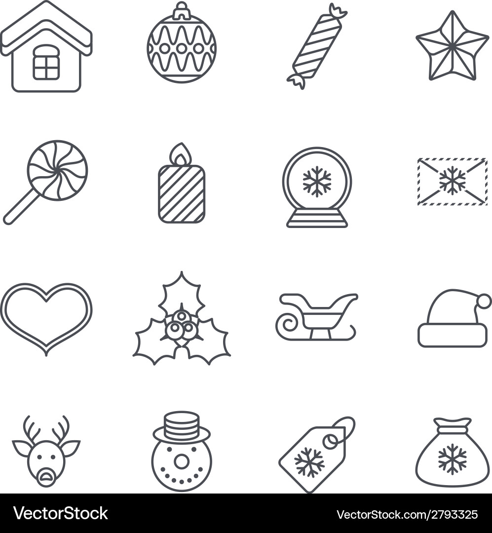 Line christmas icons for web and applications vector image