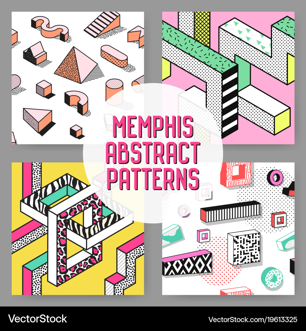 Memphis Style Pattern Set vector image
