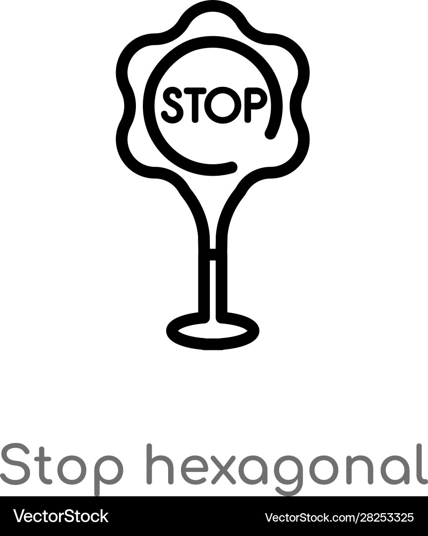 Outline stop hexagonal icon isolated black simple vector image