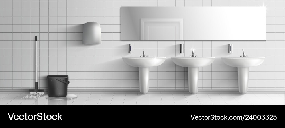 Public toilet washed with mop interior vector image