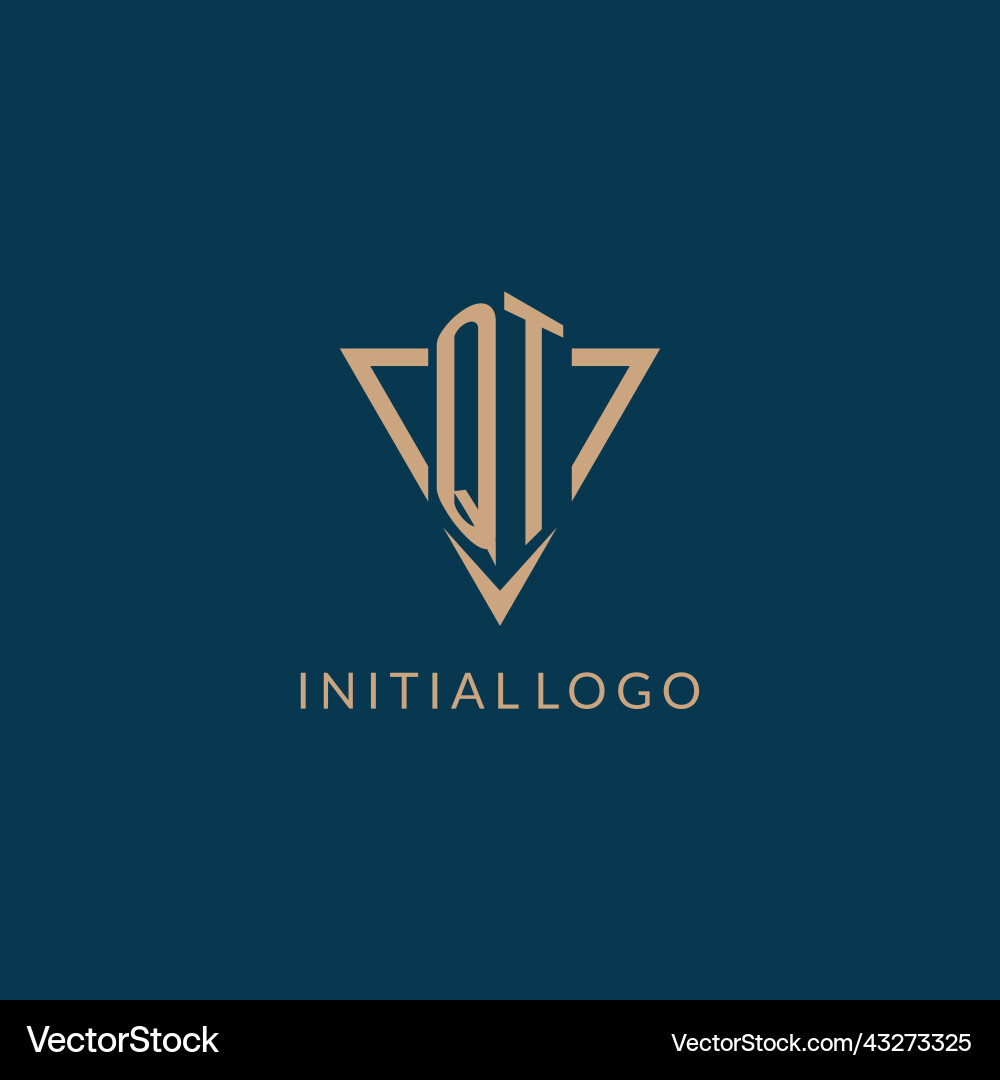 Qt logo initials triangle shape style creative vector image