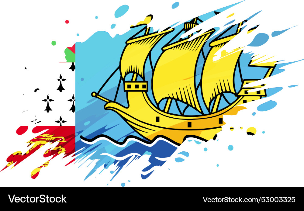 Saint pierre und miquelon Flagge lackiert Saint pierre und miquelon Flagge lackiert vektorbild
