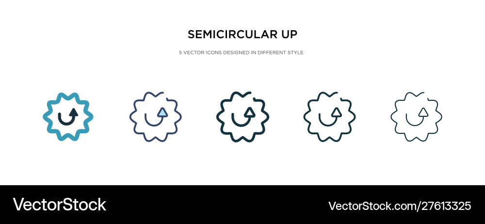 Semicircular up arrow icon in different style vector image