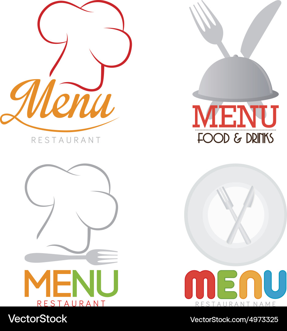 Set menu icons with text on a white background Vector Image