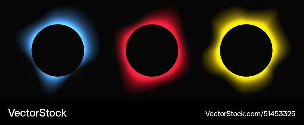 Set of circle illuminate light frames Set of circle illuminate light frames vector image