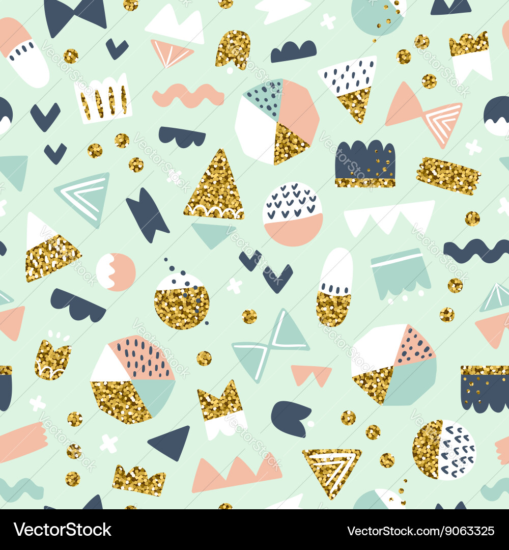 Sparkly Gold Shapes Pattern vector image