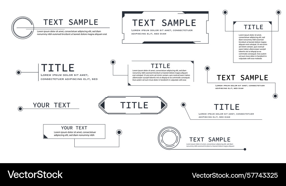 Text box frame title callout tech hud border menu vector image
