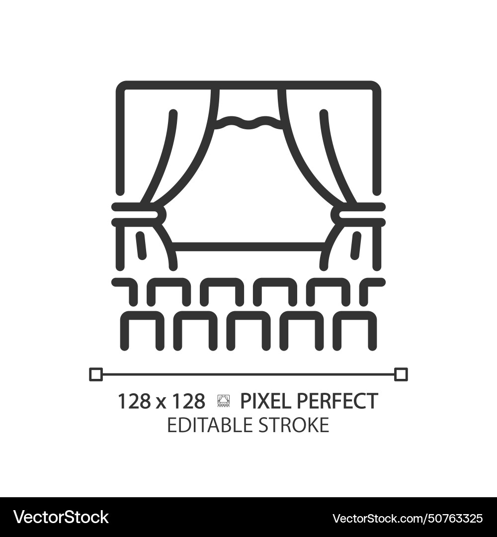 Theater performance pixel perfect linear icon Vector Image