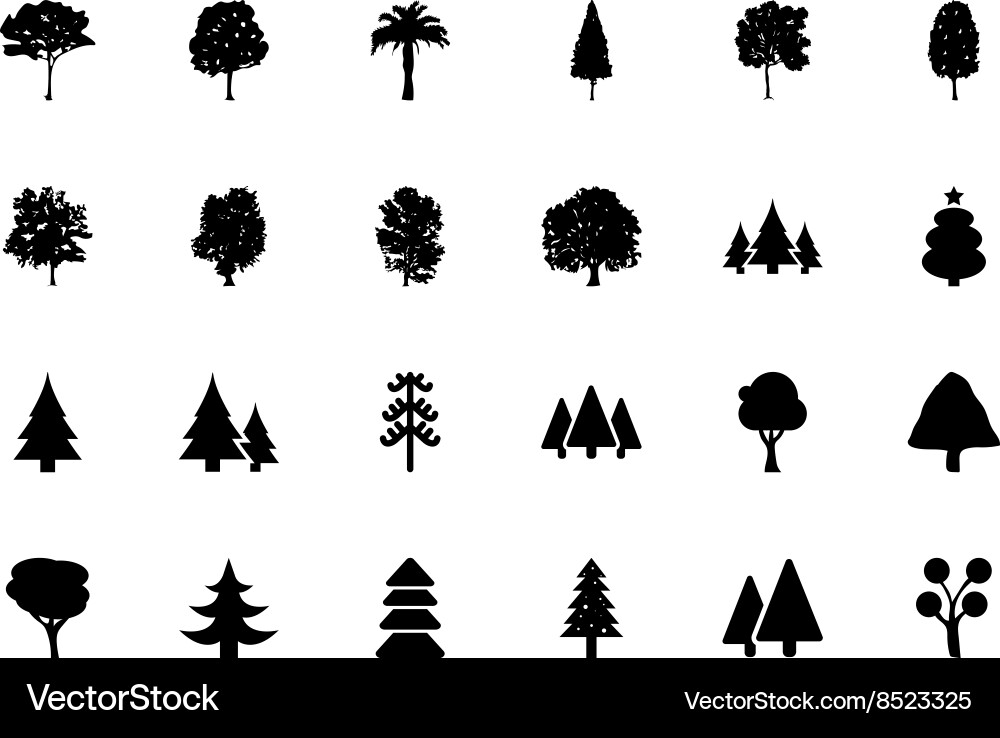 Trees icons 1 Royalty Free Vector Image - VectorStock