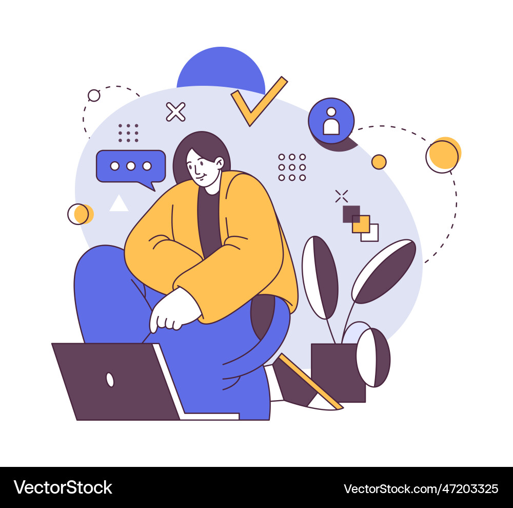 Worker on quarantine freelancer working laptop Worker on quarantine freelancer working laptop vector image