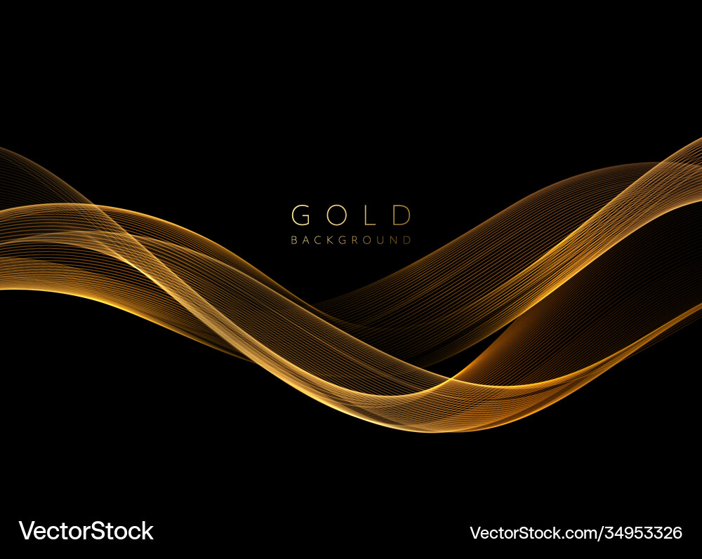 Abstract shiny golden wavy design element flow Abstract shiny golden wavy design element flow vector image