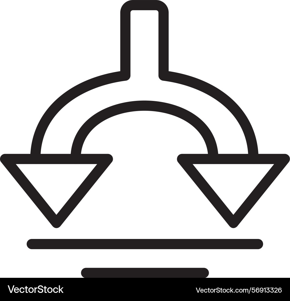 Arrow split down linear style icon design vector image