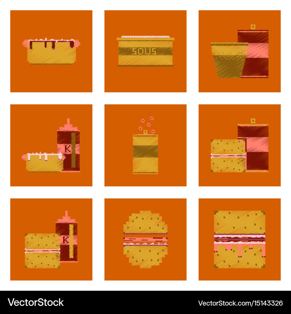 Assembly of flat shading style pixel icon fast vector image