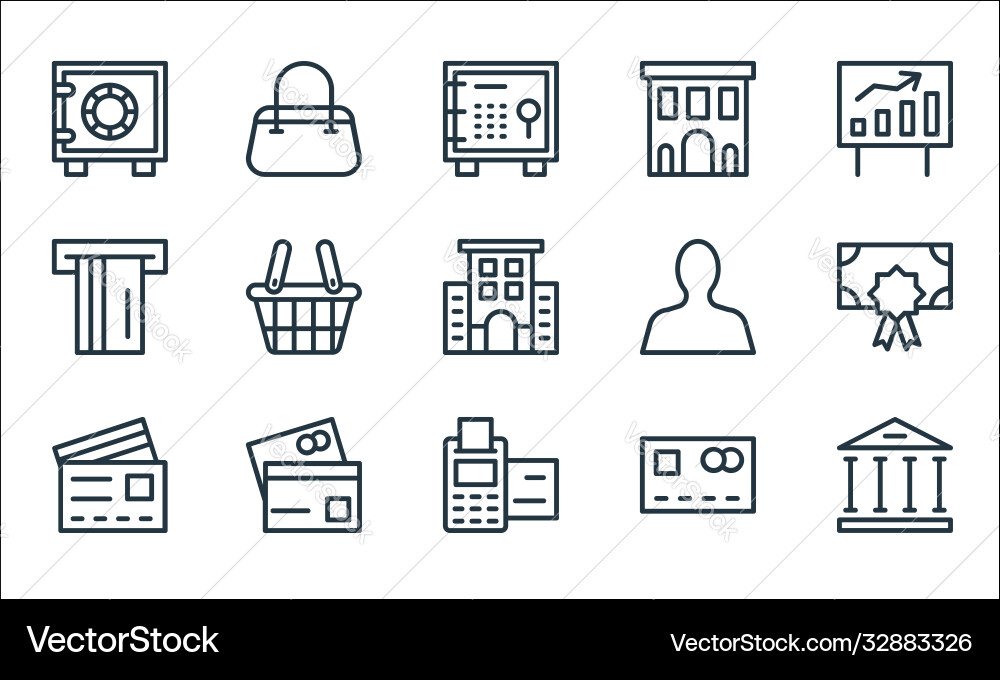 Banking and finance line icons linear set quality Banking and finance line icons linear set quality vector image
