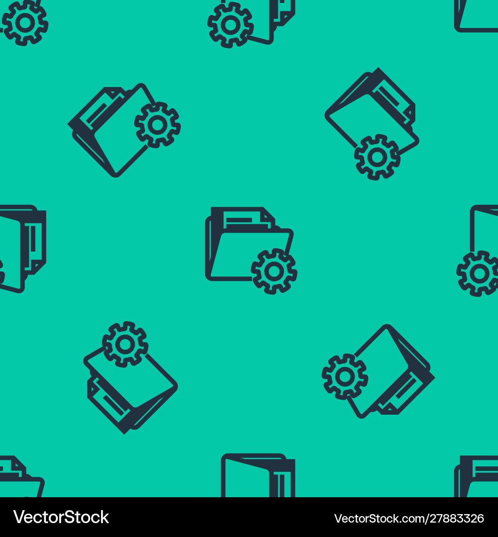 Blue line folder settings with gears icon isolated Blue line folder settings with gears icon isolated vector image