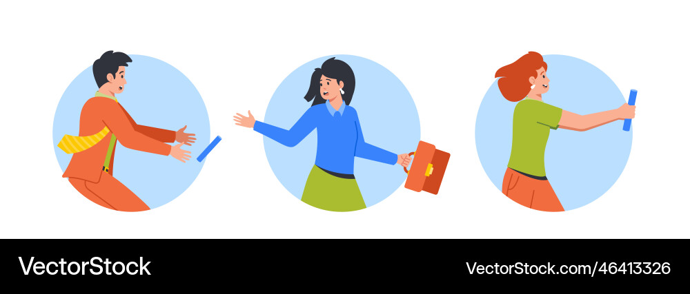 Business characters running relay race passing Vector Image