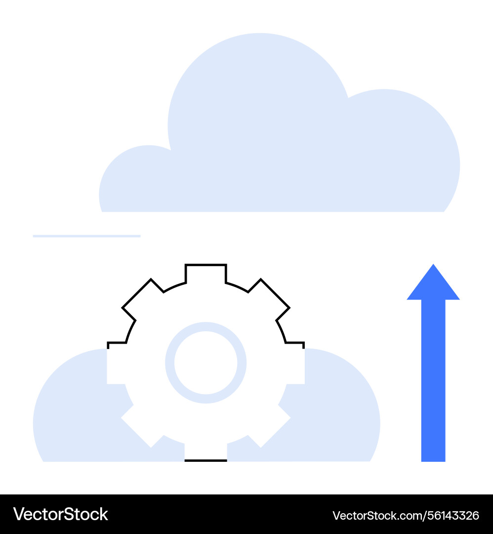 Cloud data upload with gear symbolizing technology Cloud data upload with gear symbolizing technology vector image