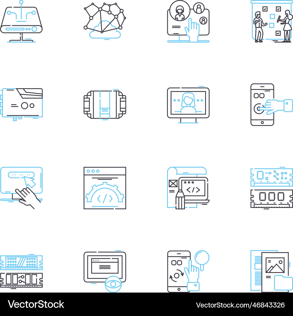 Digital device linear icons set smartph tablet Digital device linear icons set smartph tablet vector image