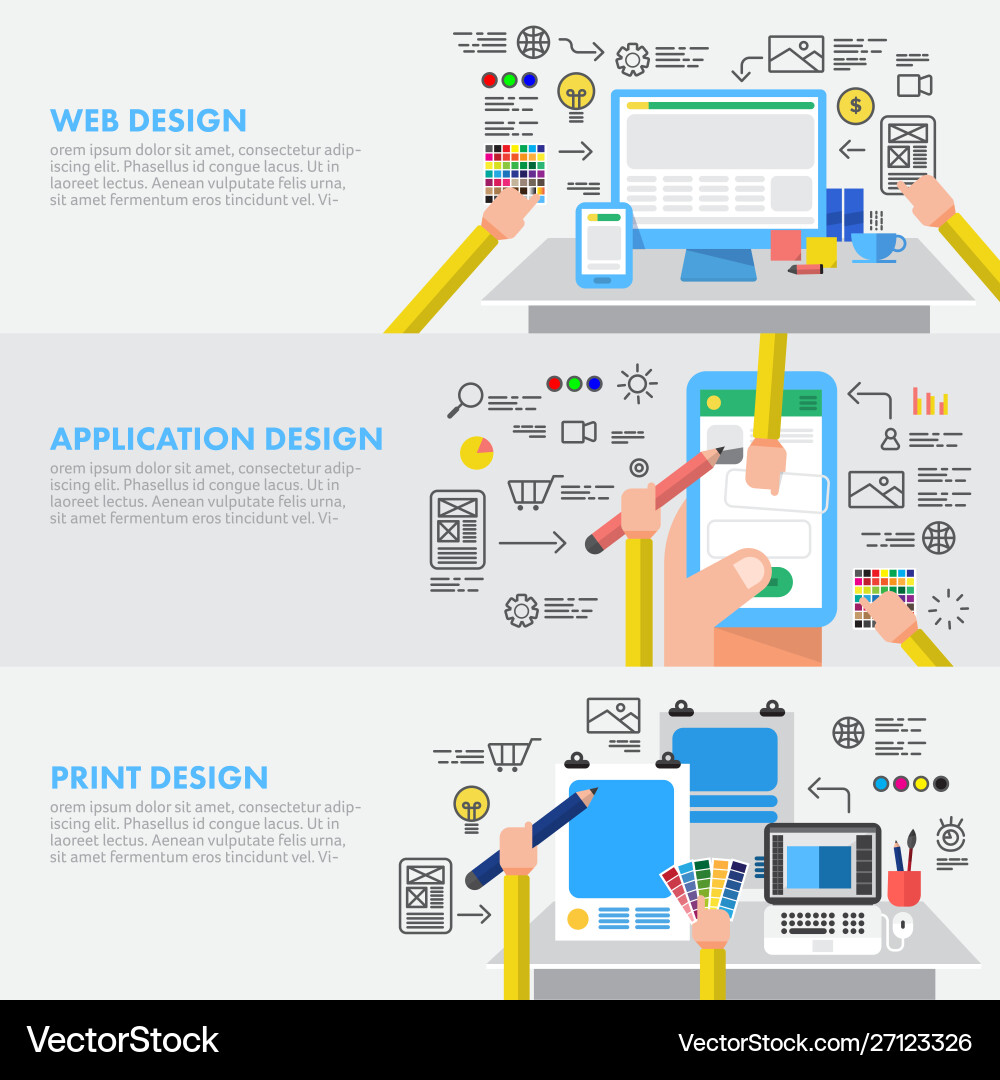 Flat design concept website application Flat design concept website application vector image