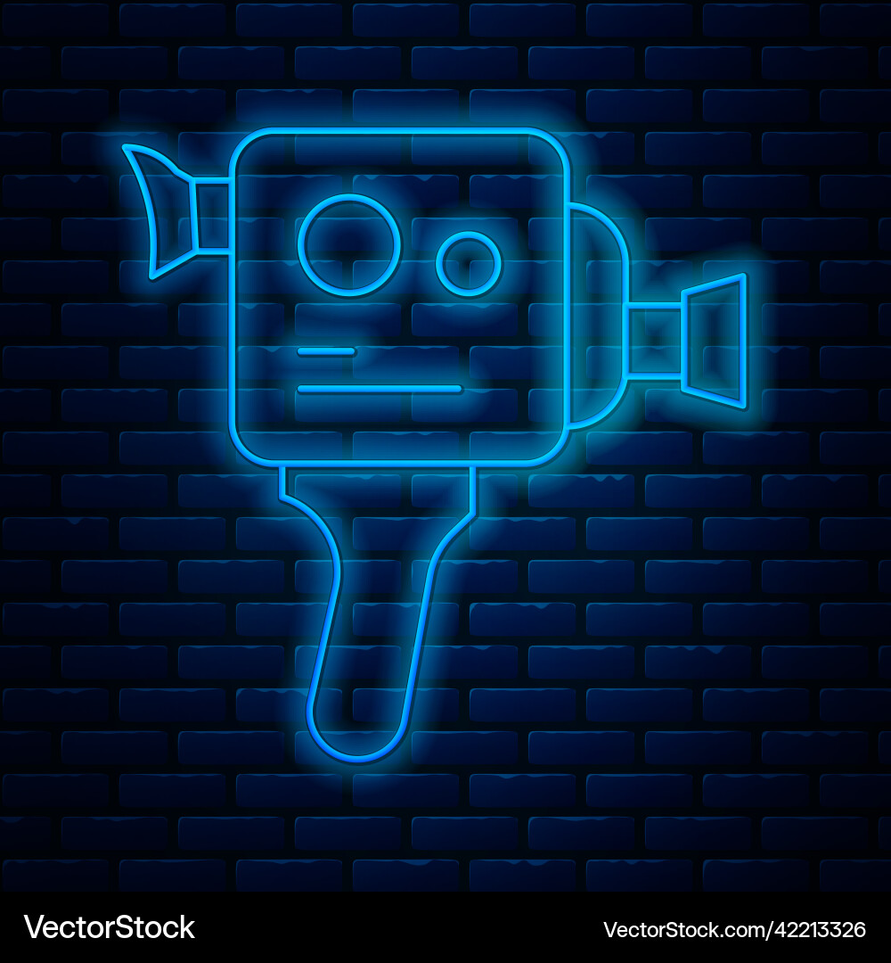 Glove Neon Linie Retro-Kino-Kamera-Ikone Glove Neon Linie Retro-Kino-Kamera-Ikone vektorbild