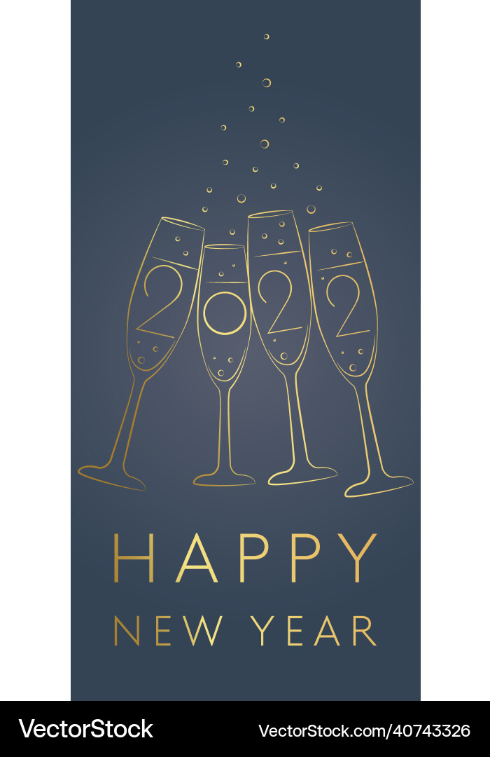 Happy new year 2022 with gold glasses Happy new year 2022 with gold glasses vector image