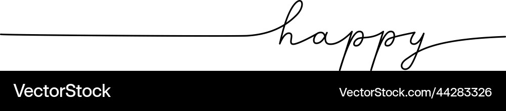 Happy word - continuous one line vector image