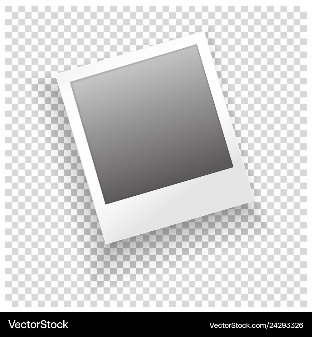 Instant photo frame with shadow on transparent vector image