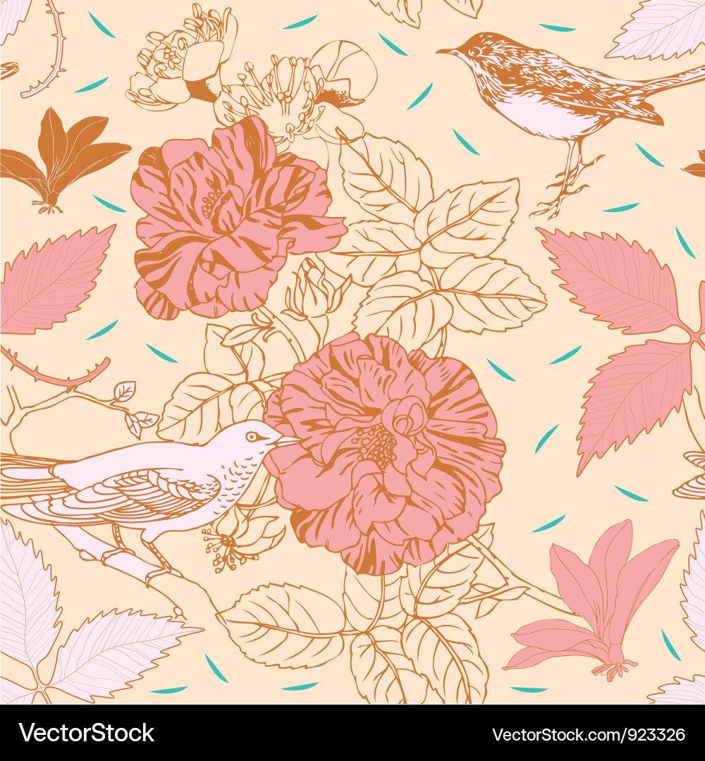 Retro Floral Wallpaper Vector Image