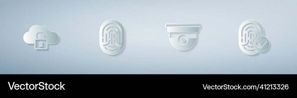 Set cloud computing lock fingerprint security Set cloud computing lock fingerprint security Vector Image