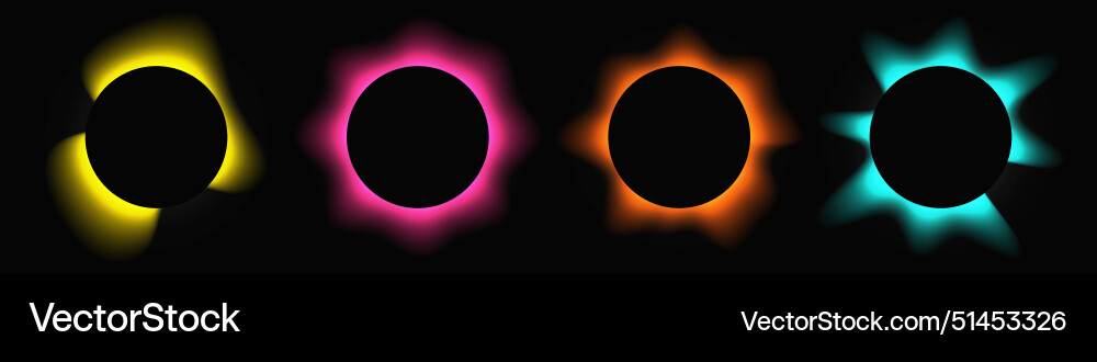 Set of circle illuminate light frames Set of circle illuminate light frames vector image