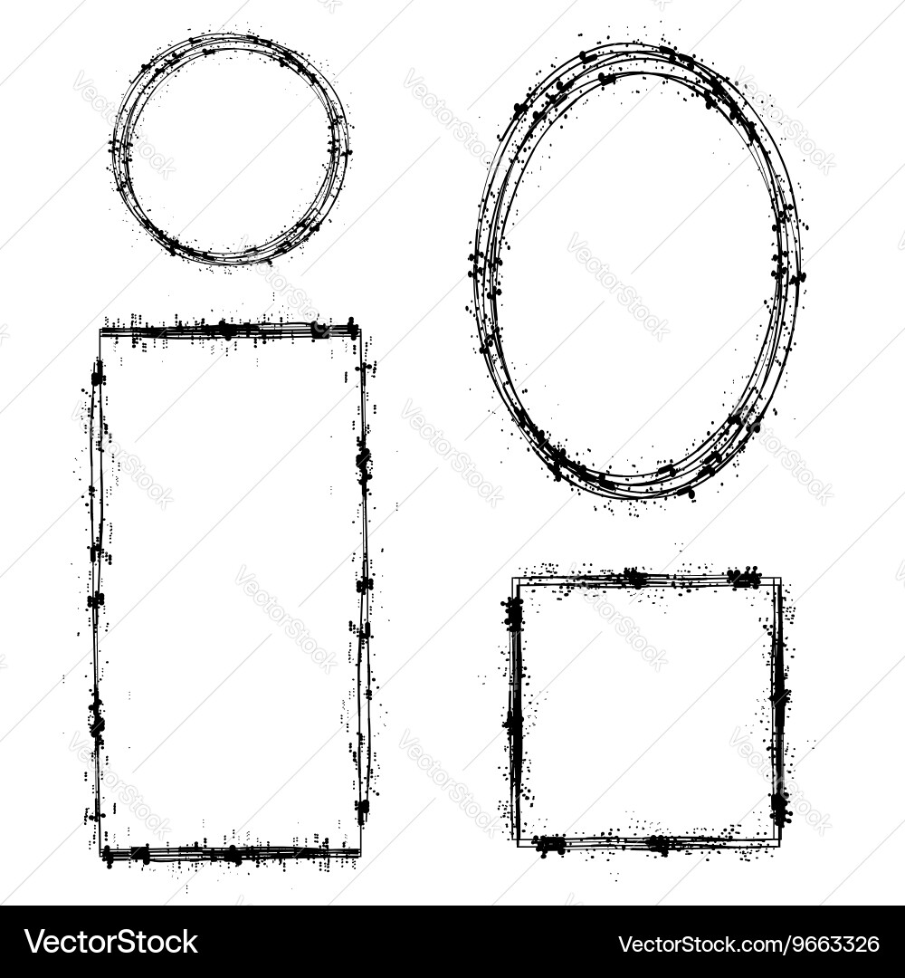 Set of different ink frames distressed shapes vector image
