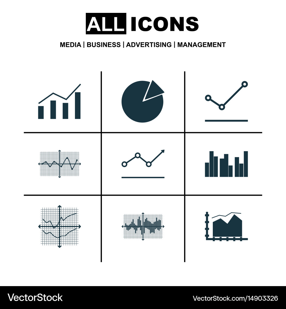 Set of graphs diagrams and statistics icons vector image